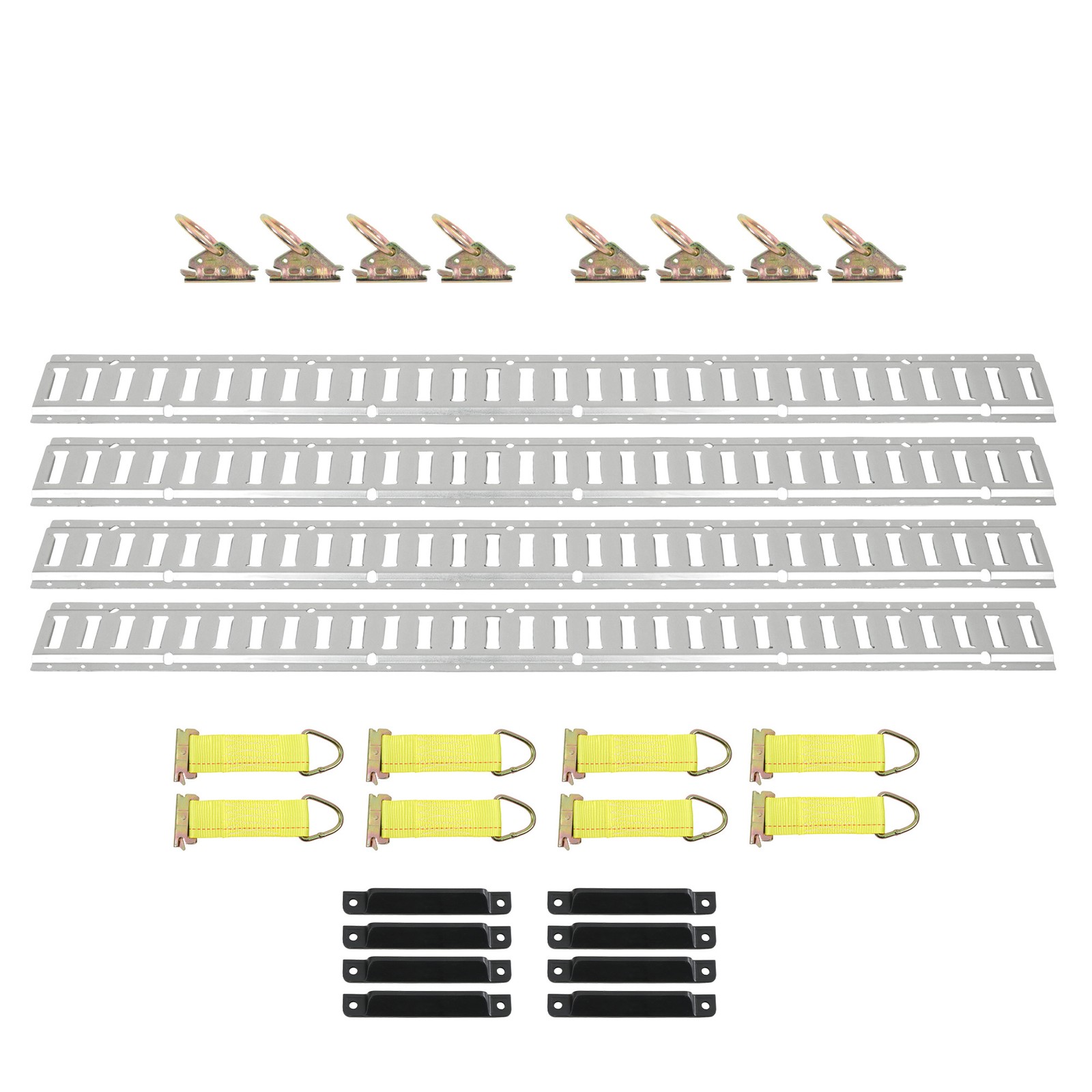 Labwork 28PCS 4× 5' E-Track Rails with 8× Caps 8× Straps 8× O-Rings Tie Down Kit