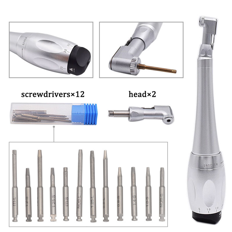 Dental Torque Wrench Universal Implant Kit Wrench Contra Angle & 16 Drivers USA