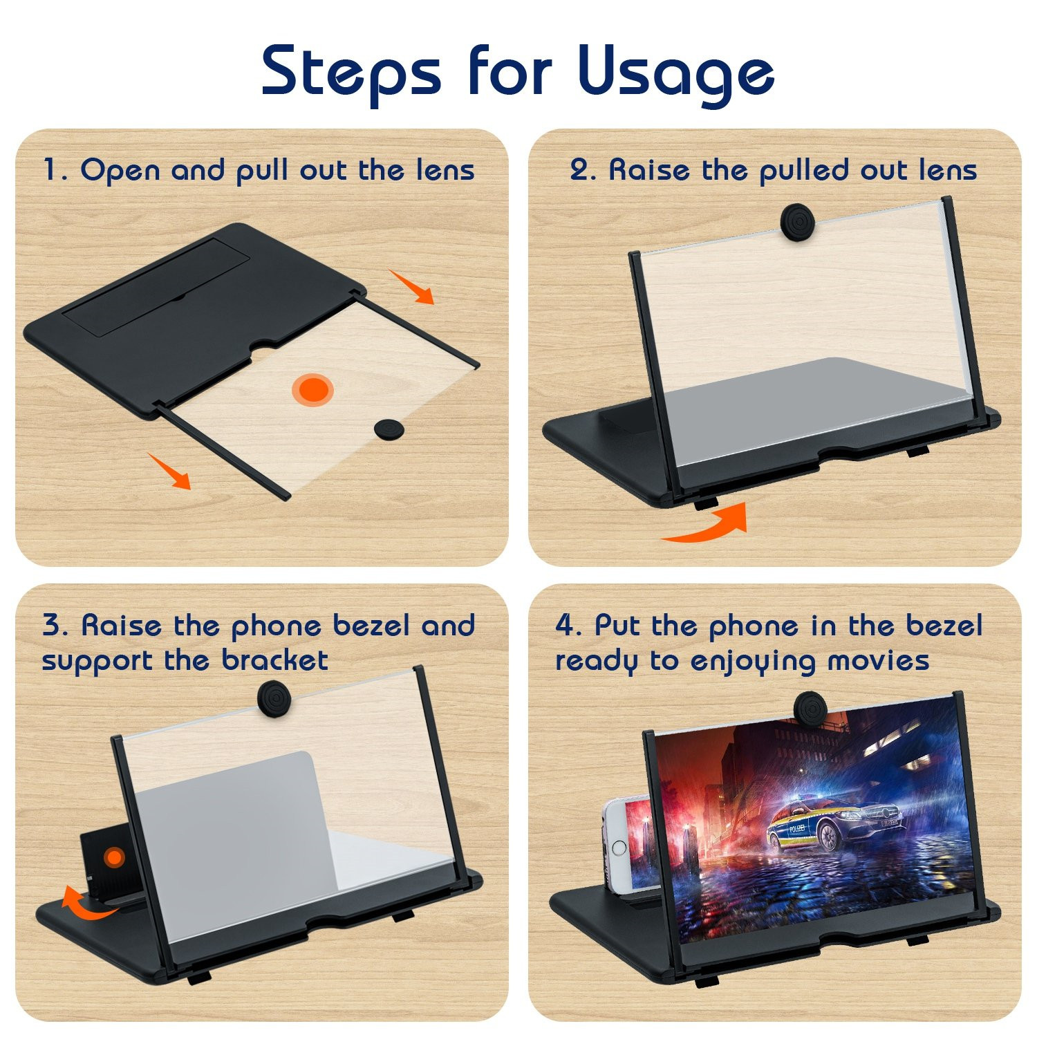 12inch Foldable HD Screen Amplifier for Mobile Phones