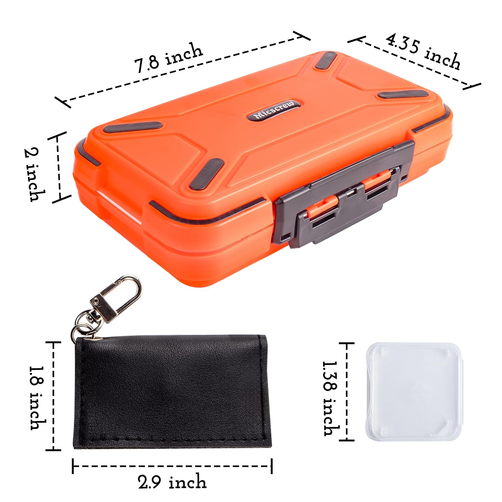 36 Slots Memory Card Case Orange with 36 Transparent Holders & 40 Writable La...