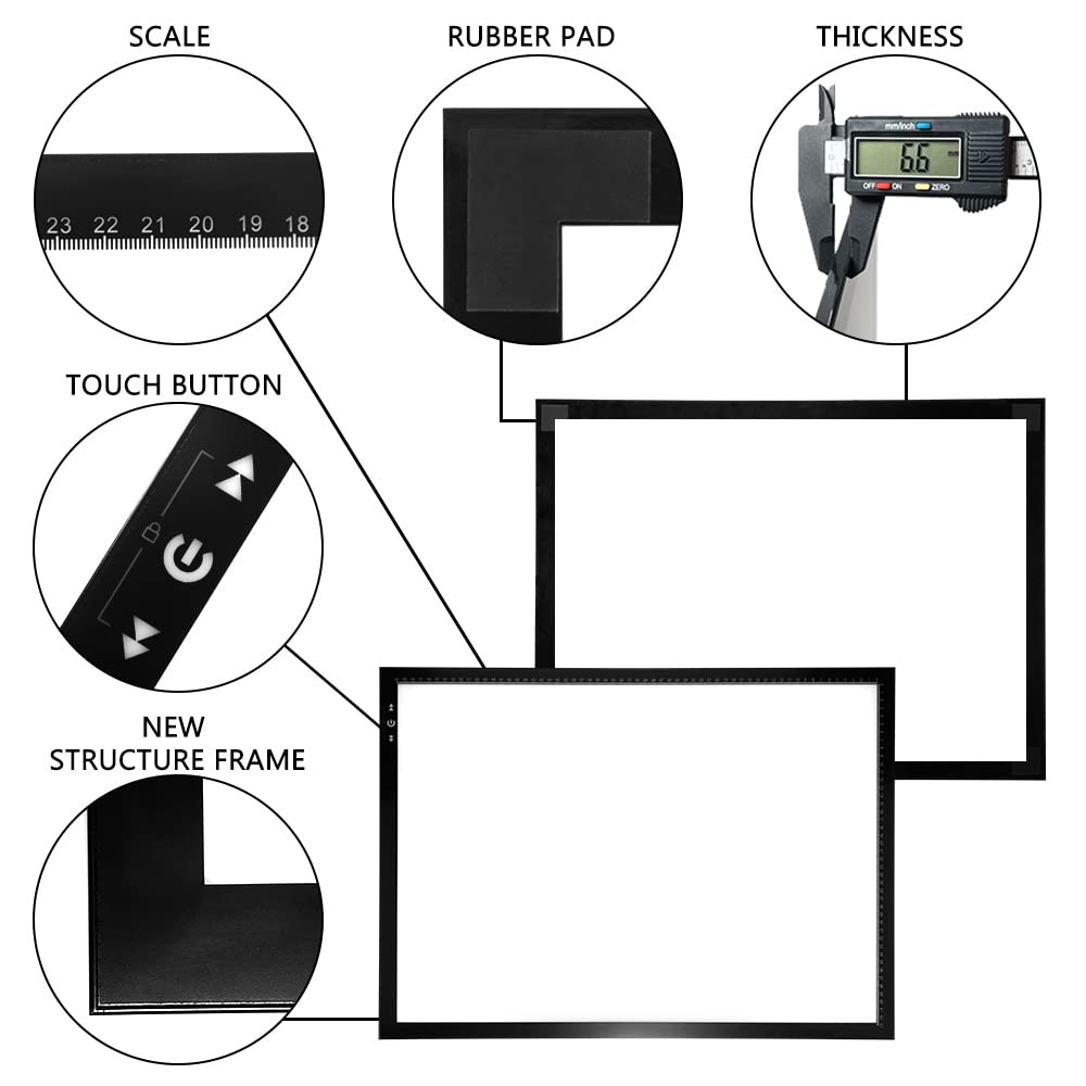 HSK A2 LED Artist tracing Light Box Copy Table, Adjustable 05 - A2, BLACK