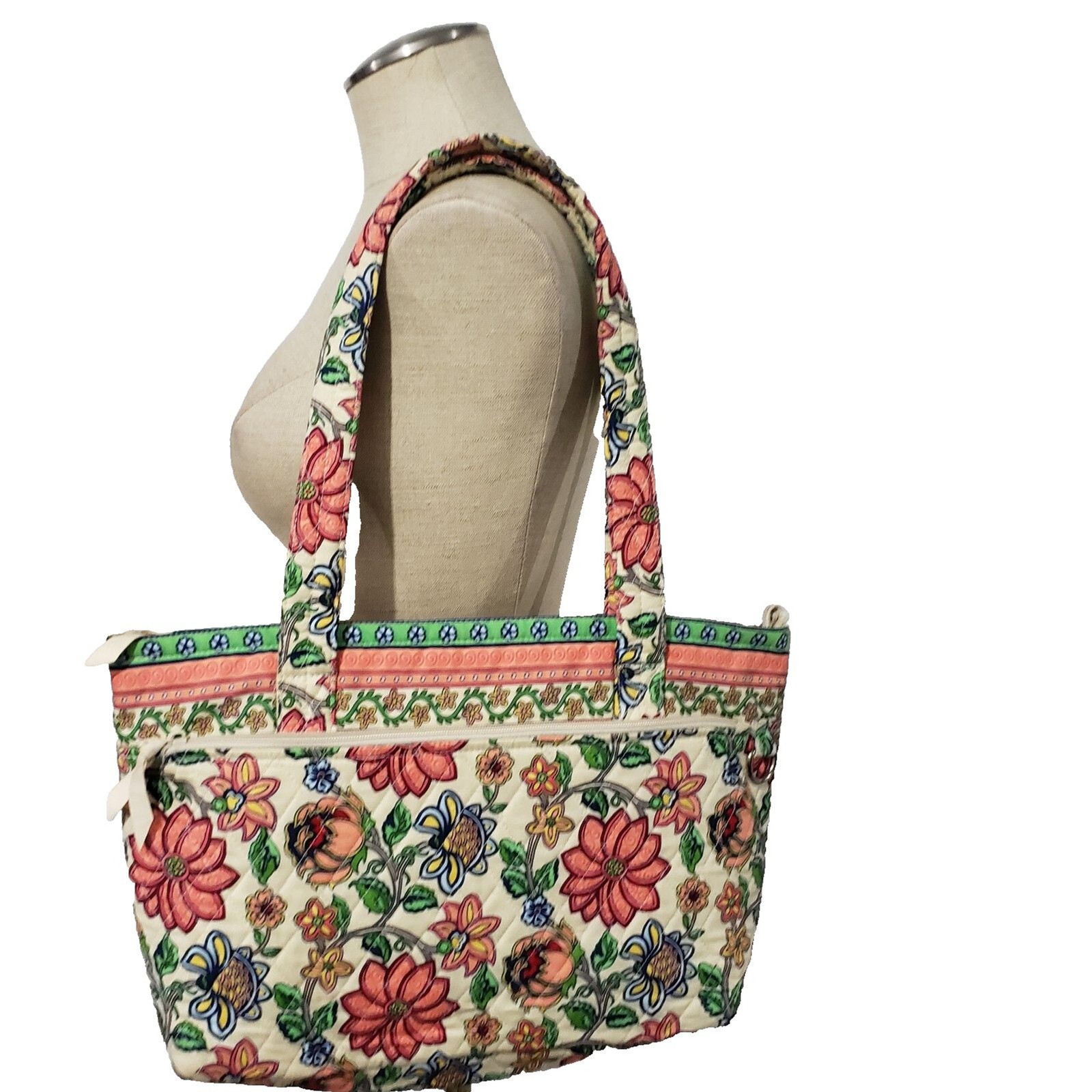 Multicolor Floral Light Cotton Shoulder  Bag Zip Closure