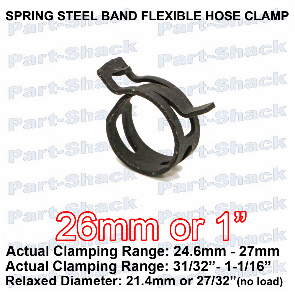 SPRING STEEL NARROW BAND FLEXIBLE HOSE CLAMP for 1 inch (26mm) OD Hoses -1 piece