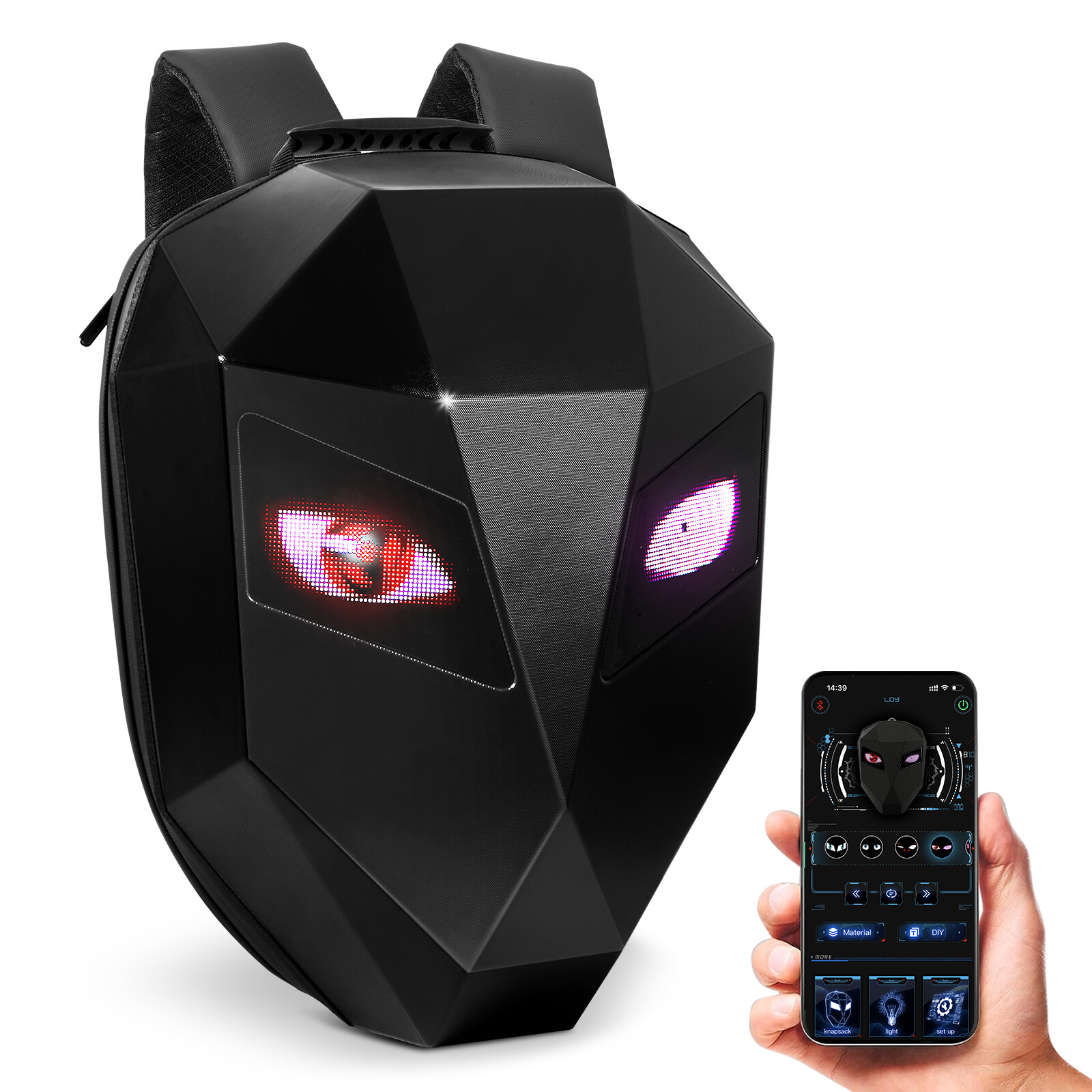 Motorcycle LED Knight Backpack Laptop Bag DIY programming Backpack 3D Waterproof