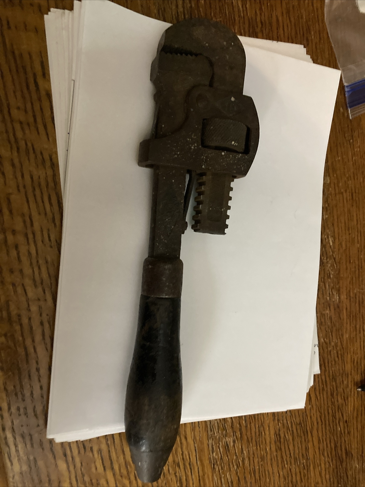 Vintage Genuine Stillson Walworth Adjustable No10 Pipe Wrench Wooden Handle