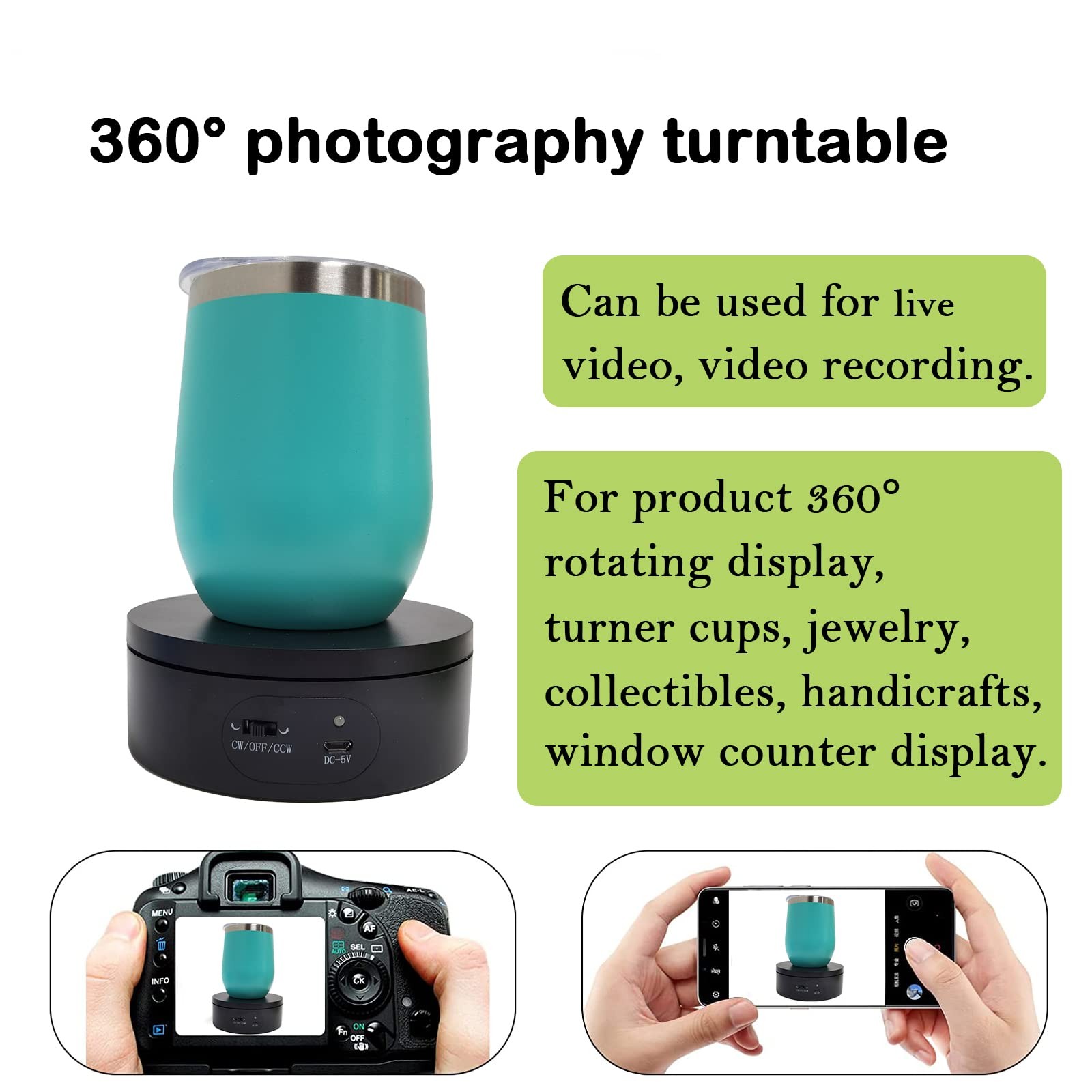 YVV Motorized Rotating Display Stand,Turner Cup Platform for Epoxy Black