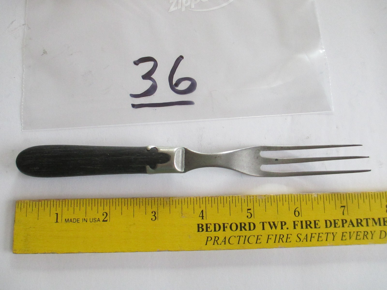 Antique Civil War Era Fork 3 Prong Meat Serving Cooking Wood Handle        36A16