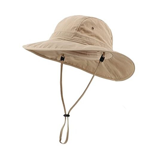 Summer UPF 50+ Men's Bucket Sun Hat Wide Brim Fishing Hat Large-X-Large Khaki