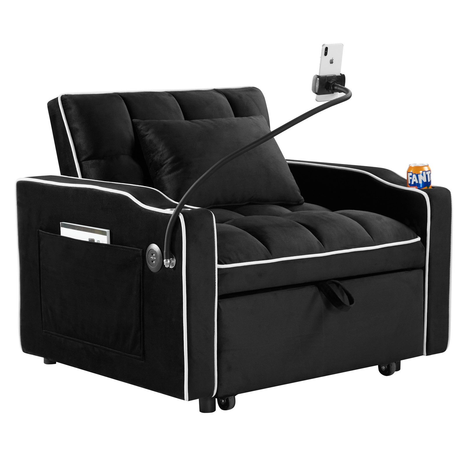 Convertible Sleeper Chair Sofa Bed Adjustable Pull Out Sleeper Chair Bed Multi-P