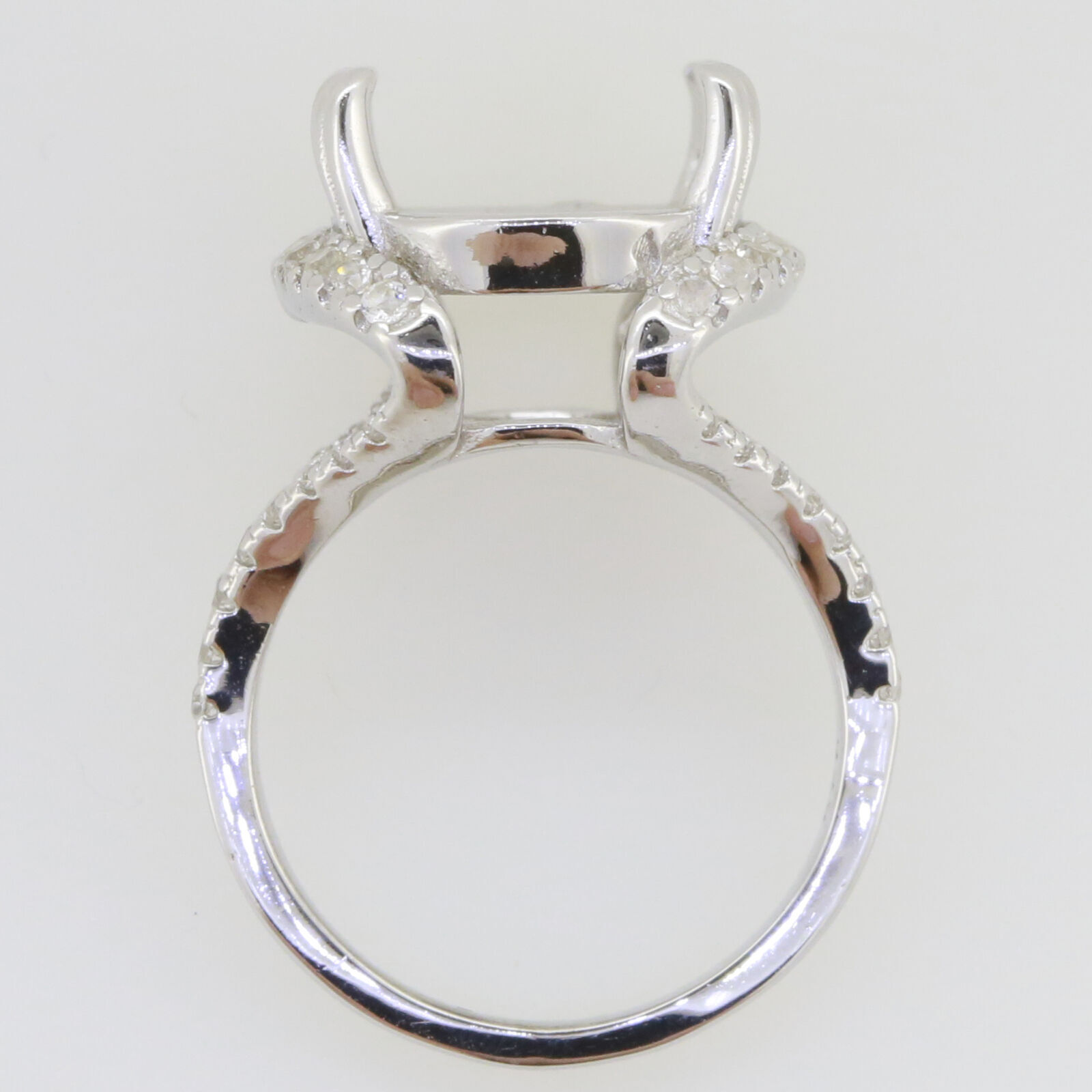 Sterling Silver Semi Mount Ring Setting Oval OV 18x13mm Split Shank