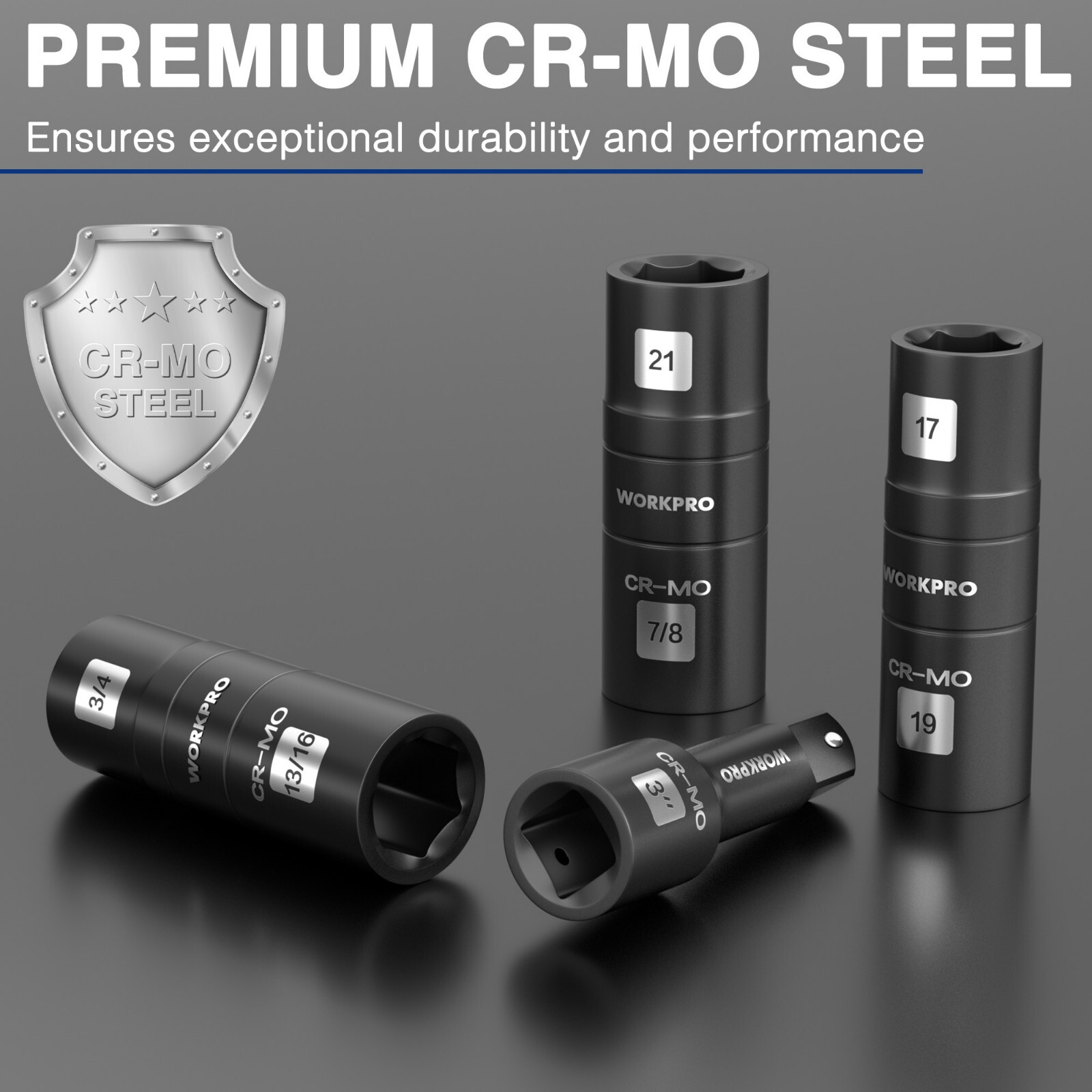 4PCS Impact Socket Set 1/2" Drive, Lug Nut Socket Set Cr-Mo Steel Polished