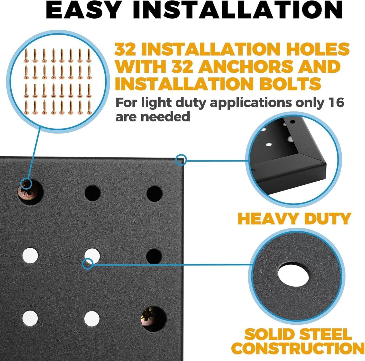 Heavy Duty 4-Panel Pegboard Wall Organizer With 32 Peg Hooks Panels Garage Tool