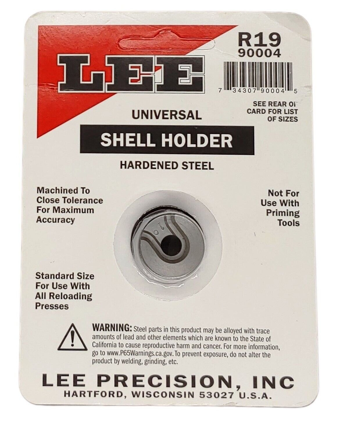 Lee Precision 90004 Universal Shell Holder #19 9mm Luger 38 ACP 40 S&W 10mm Auto