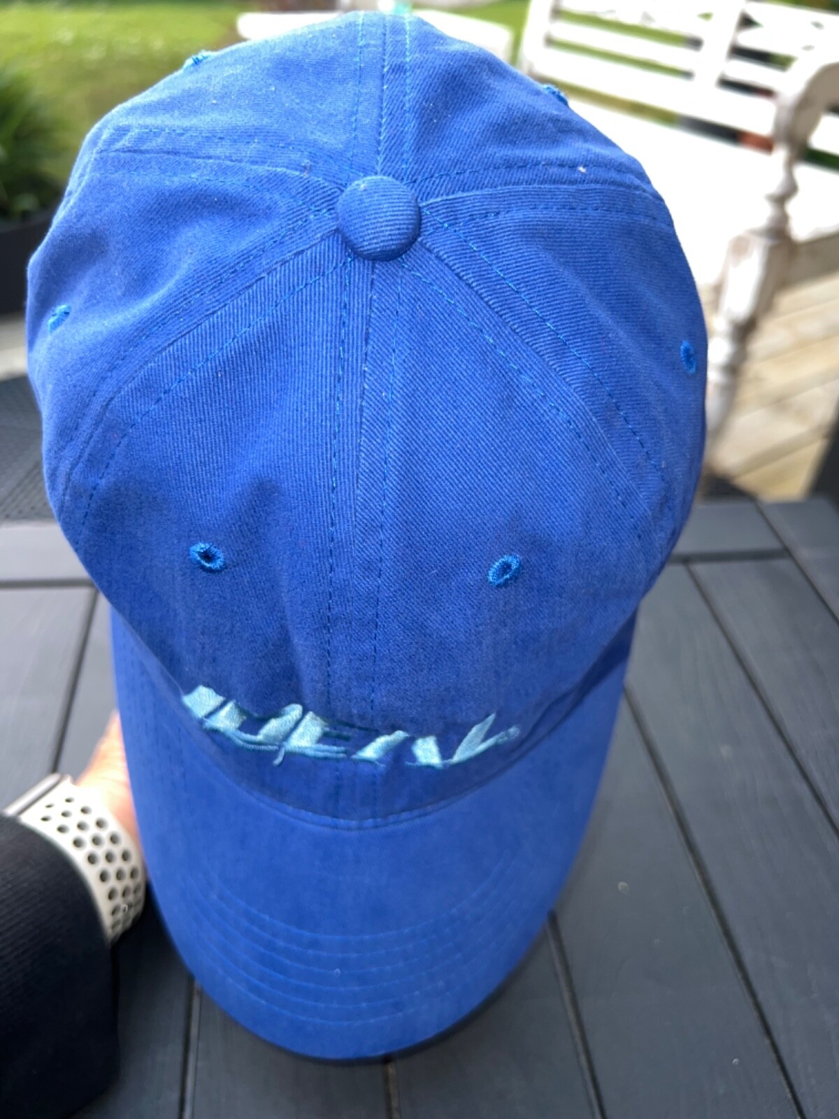 Ideal in light blue on a Royal blue Brian Robinson Headwear Hat Cap Hook Loop