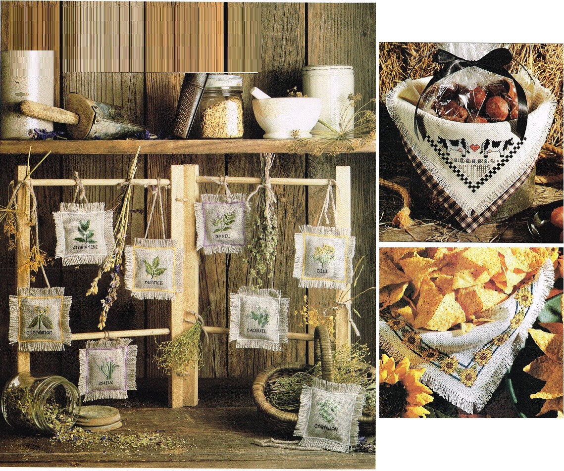 HERB HARVEST & 2 BREADCOVERS  CROSS STITCH PATTERNS ONLY  -  QQ5