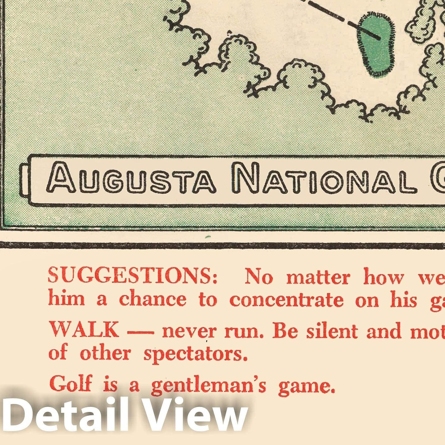 Augusta National Golf Club Map - Rare Masters History Print