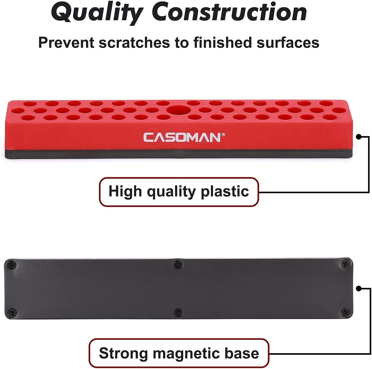 43-Hole Hex Bit Organizer with Strong Magnetic Base for Durable Use