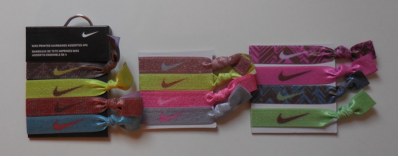 Nike Printed Hairbands Assorted 4Pk Women Set of 3 Lots #2