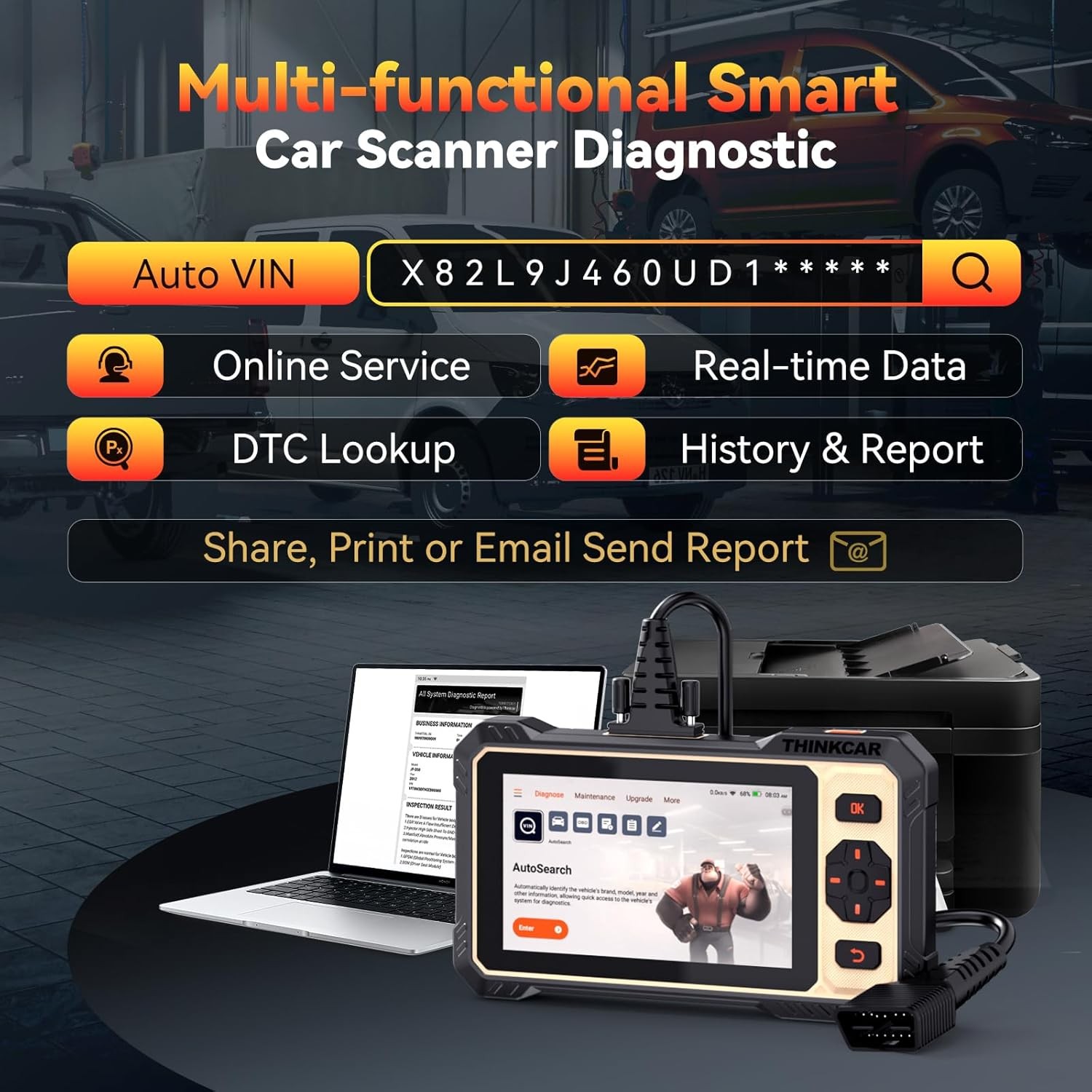 ThinkScan 662 Lifetime FREE Update Scanner ABS SRS 4-System Diagnose Active Test
