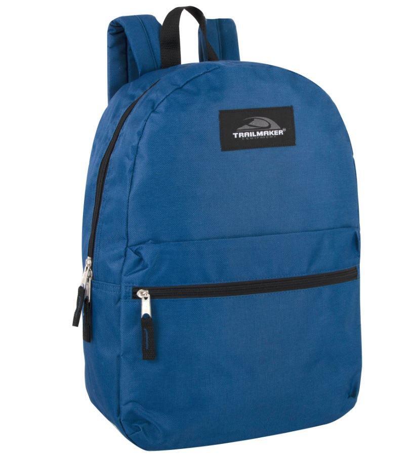 Lot of 24 Wholesale (Trailmaker Classic) 17 Inch Solid Navy Backpacks Knapsacks