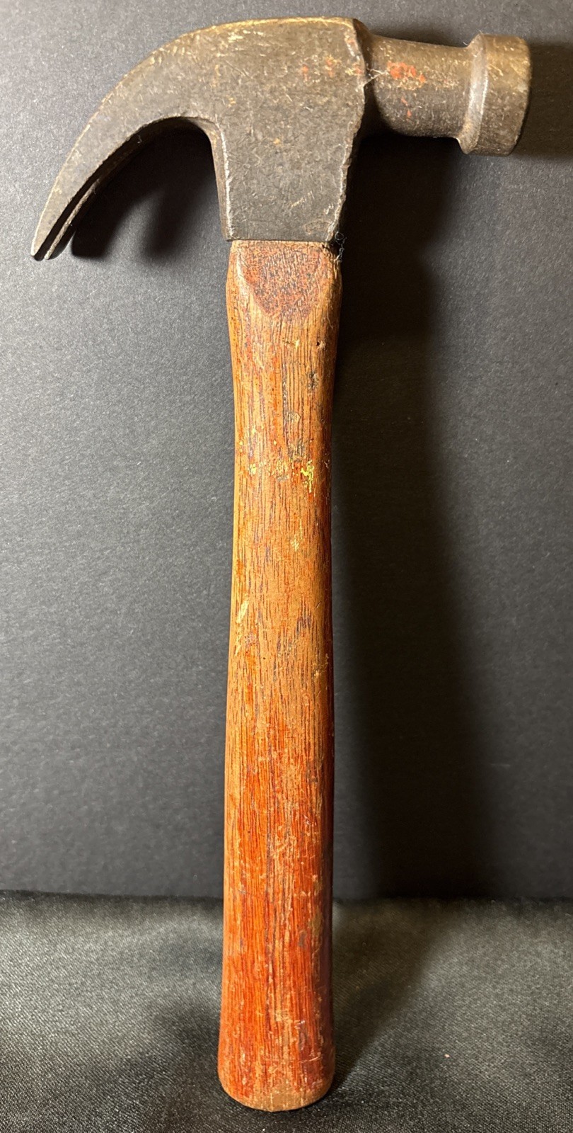 Vintage 1970s Drop Forged Hammer with Solid Steel Head & Red Wooden Handle 12”