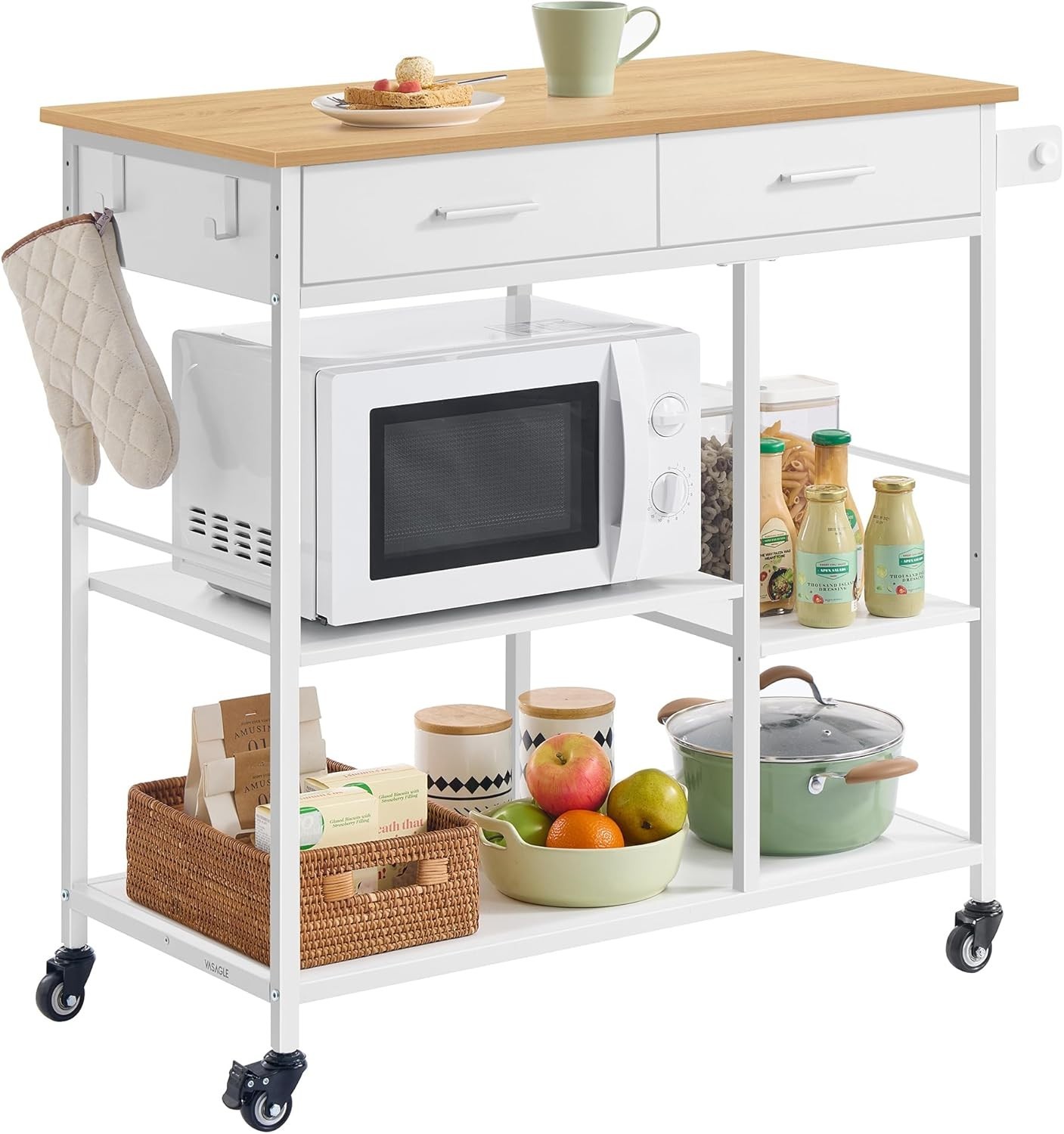 Kitchen Rolling Island, Mobile Kitchen Cart with Storage on Wheels, 17.7 x 38...