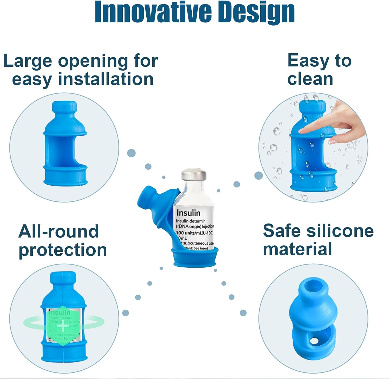3-Pack Insulin Vial Protector Sleeve Silicone Case for 10mL Vials Blue