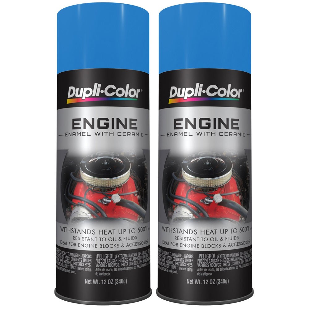 Duplicolor DE1631 (2-Pack), Engine Enamel Paint, Chrysler Blue, 12 oz Aerosol