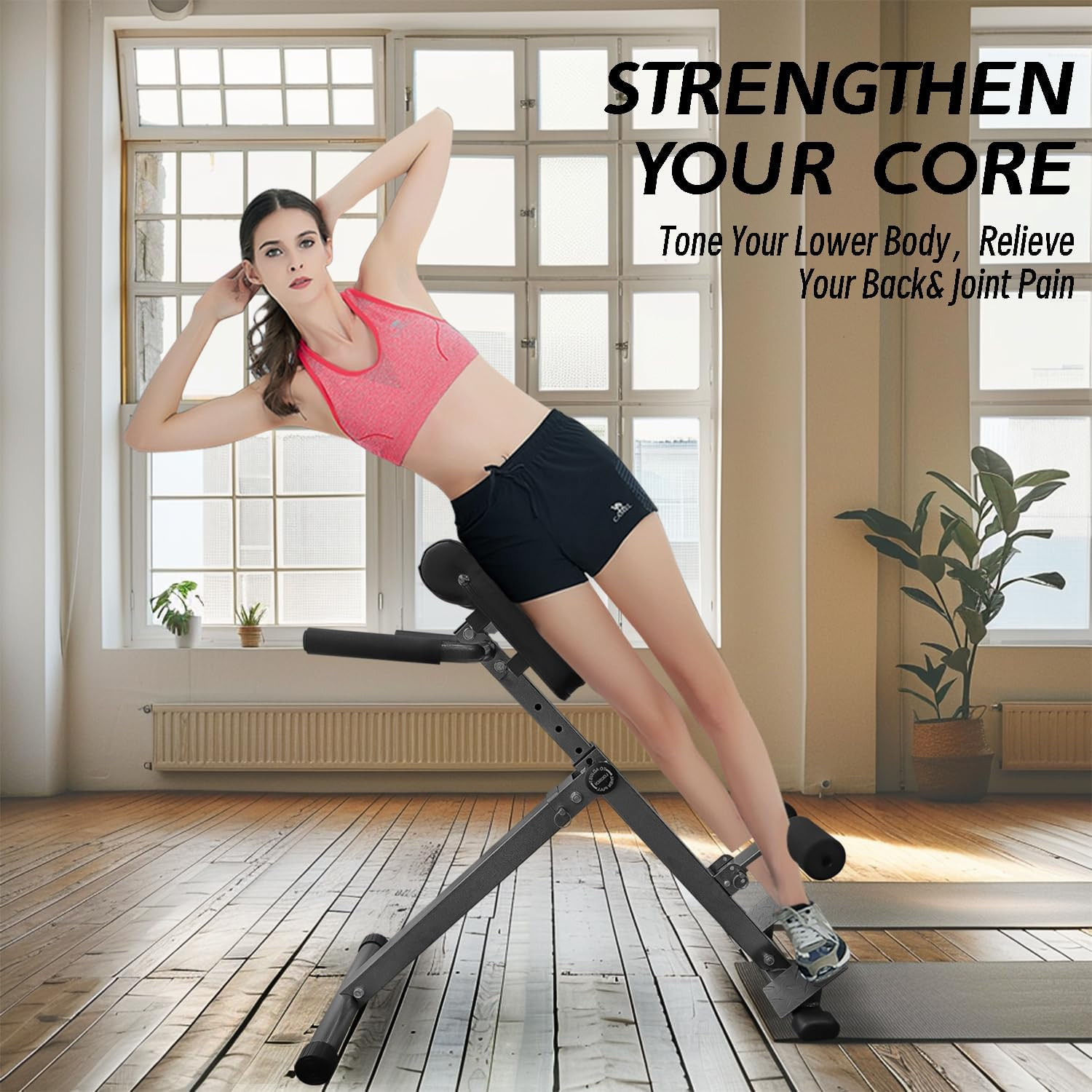 Hyperextension Roman Chair - Adjustable Bench Foldable Exercise Bench Back Exten