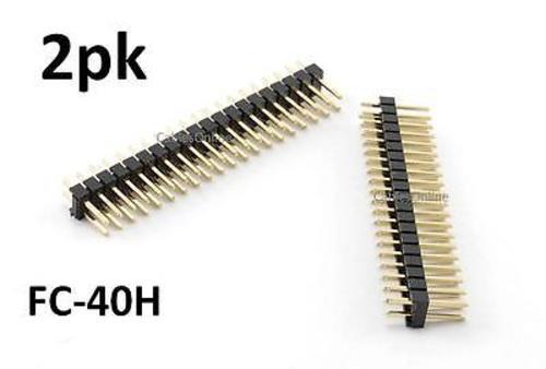 2-Pack 40-Pin (2x20) Gold-Plated Breakaway Double-Row Male Headers, FC-40H