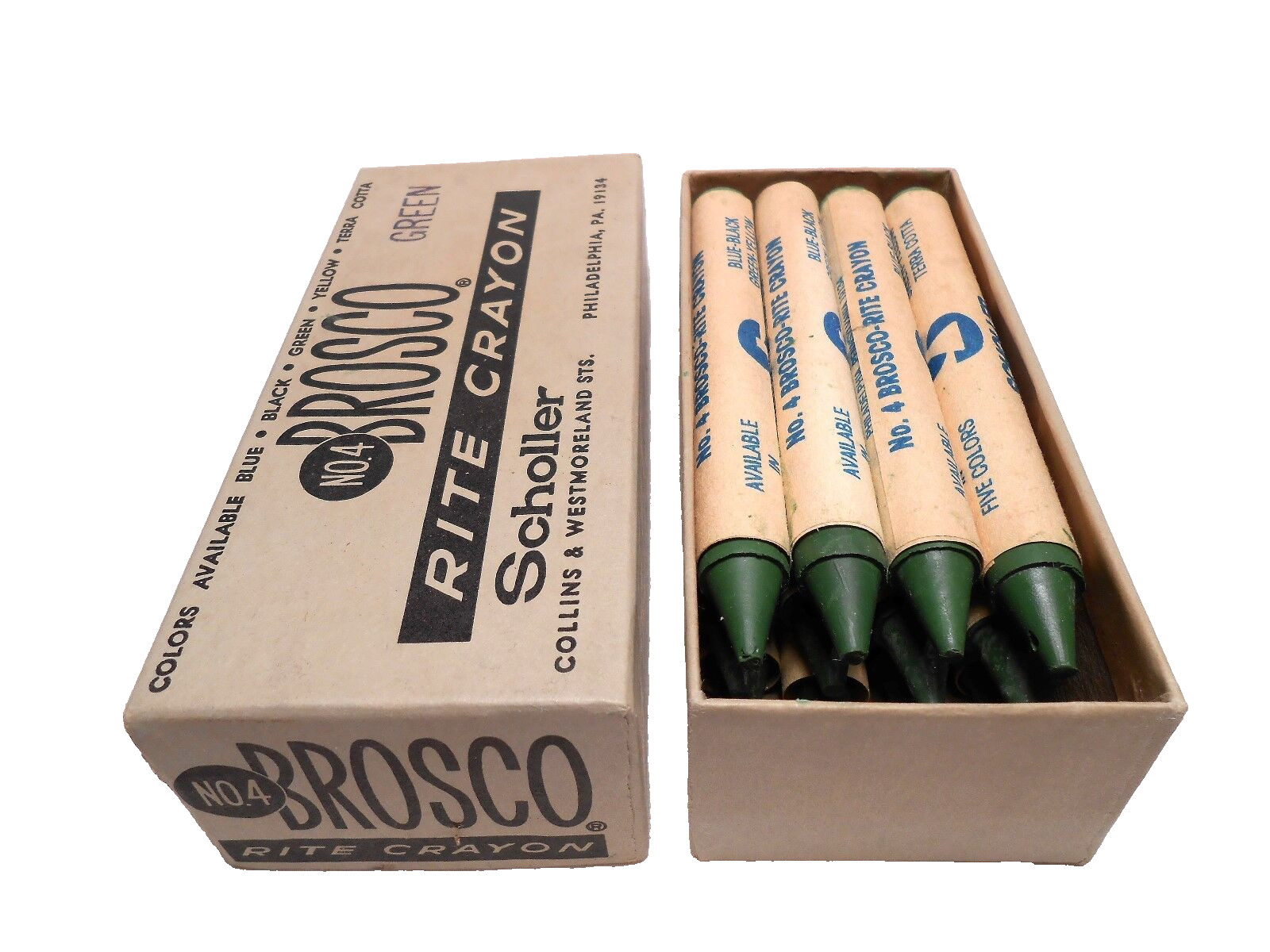 BROSCO Rite Crayon Scholler NO. 4 Marking Crayon One Dozen Green New Old Stock