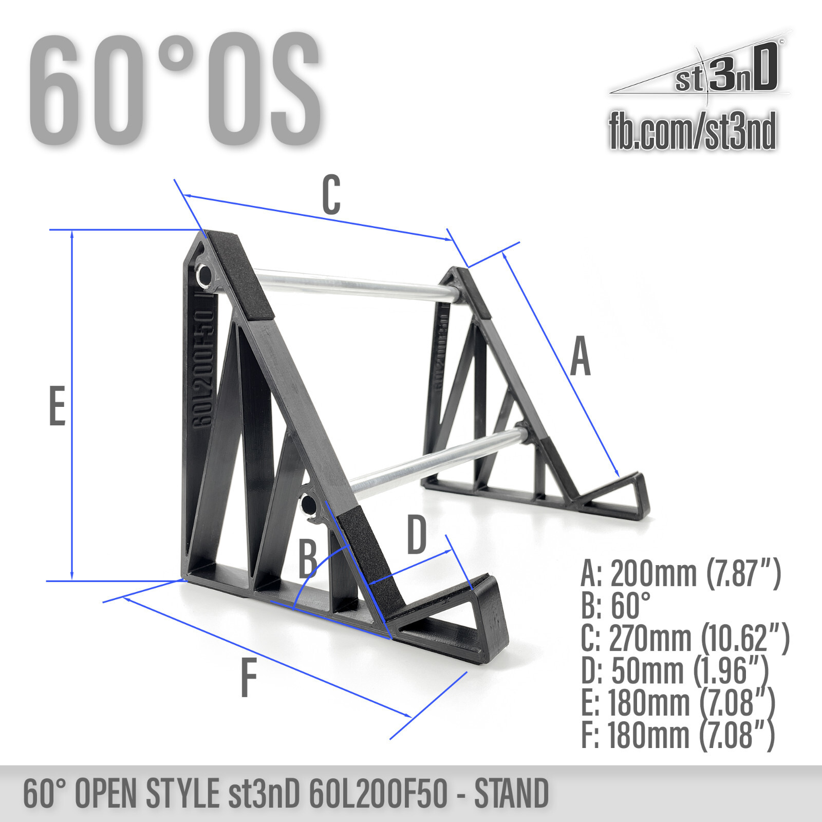 UNIVERSAL STAND for SYNTHS / CONTROLLERS / FX - 60° - Open Style - 60L200F50