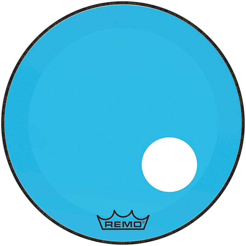 Remo Powerstroke P3 Colortone Blue Resonant Bass Drum Head 5" Offset Hole 22 in.