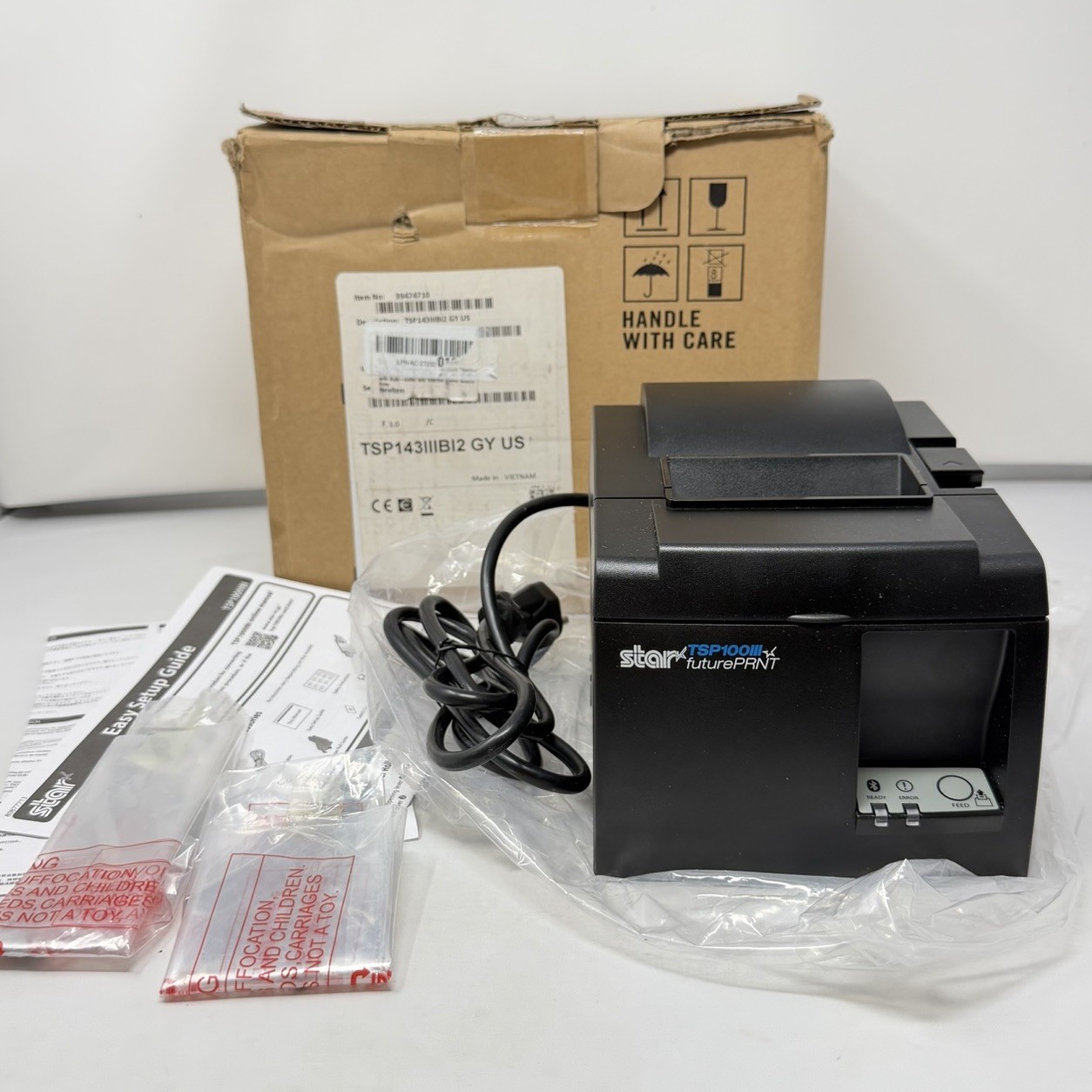 Star TSP100III Thermal POS Receipt Printer TSP143IIIBI2 w Bluetooth NEW