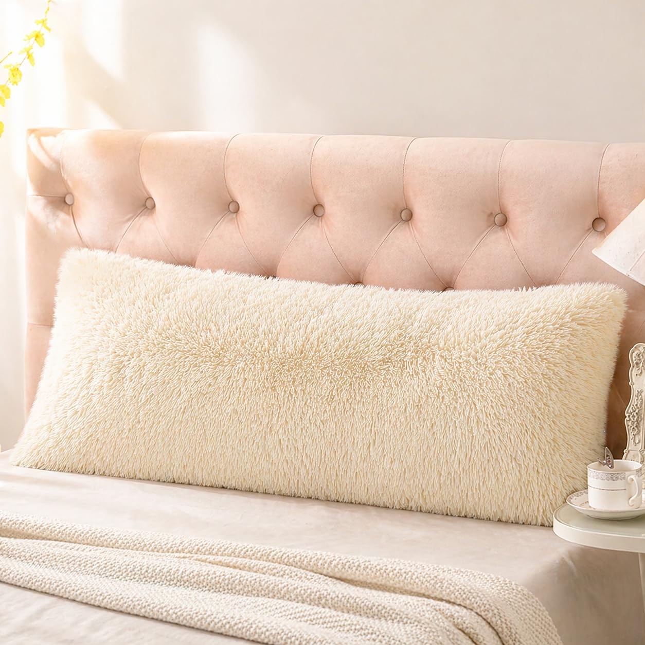 Luxury Long Hair, PV Fur, Faux Fur Body Pillow Cover/Case 21inx54in with Zipp...