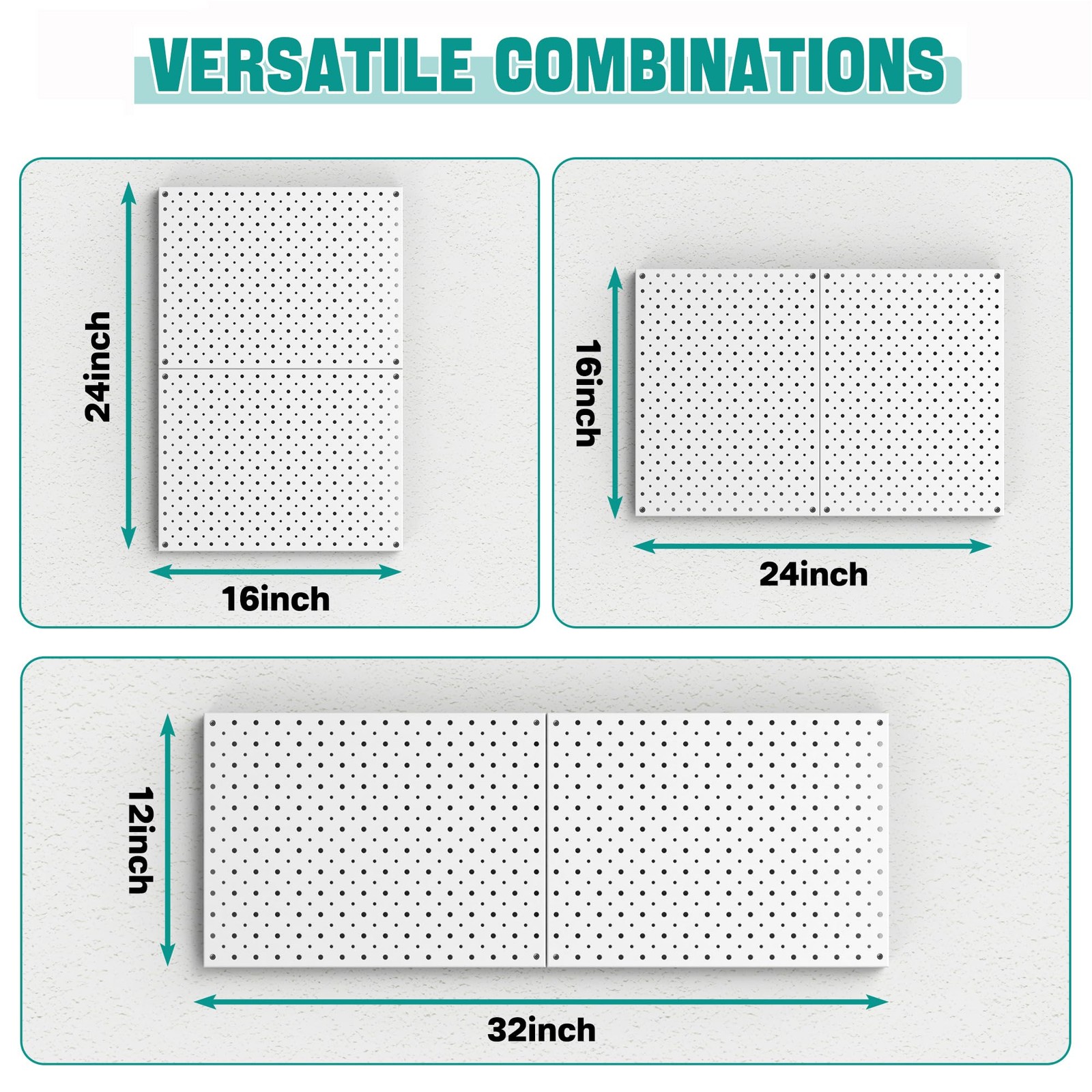 2 PCS Gray 12x16 Inch Heavy Duty Metal Pegboard Wall Panels Tool Storage