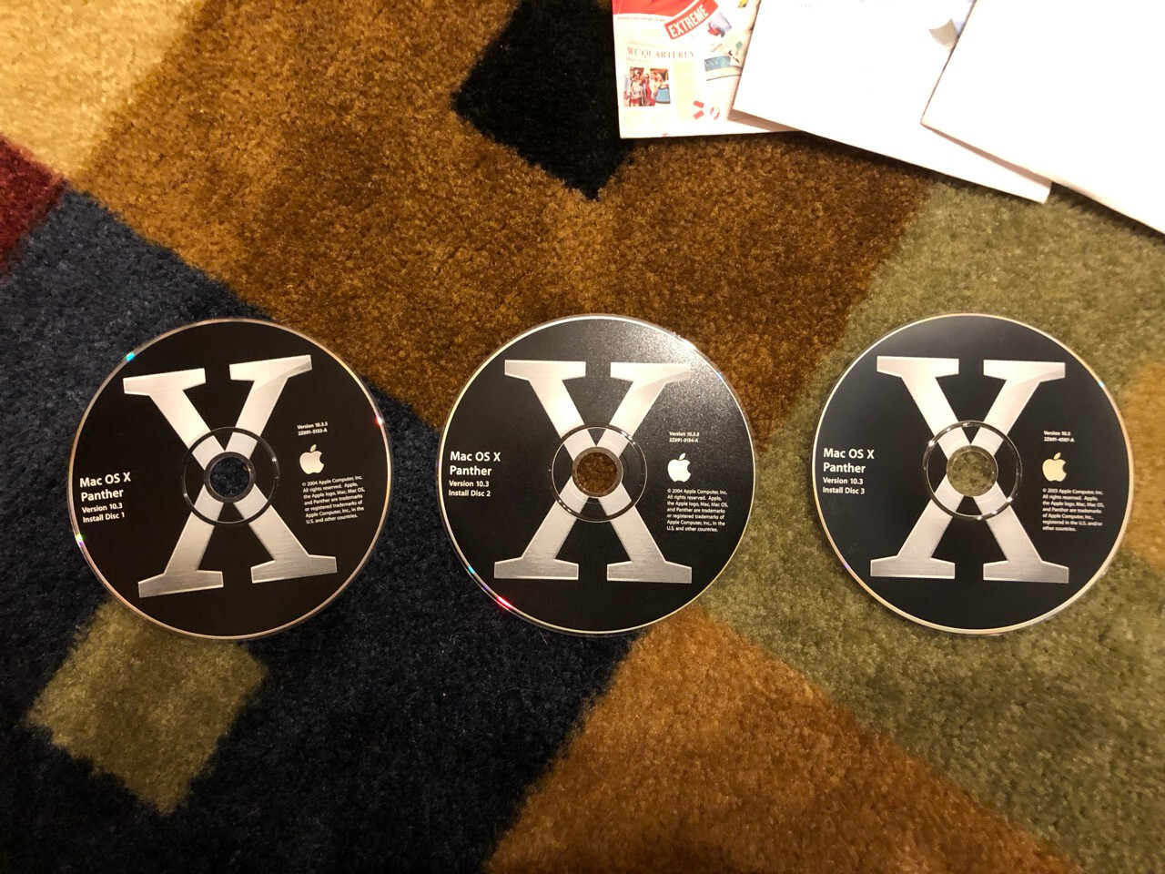  Vintage Apple Mac Macintosh OS X 10.3 Panther Computer Software Discs 1 2 3 