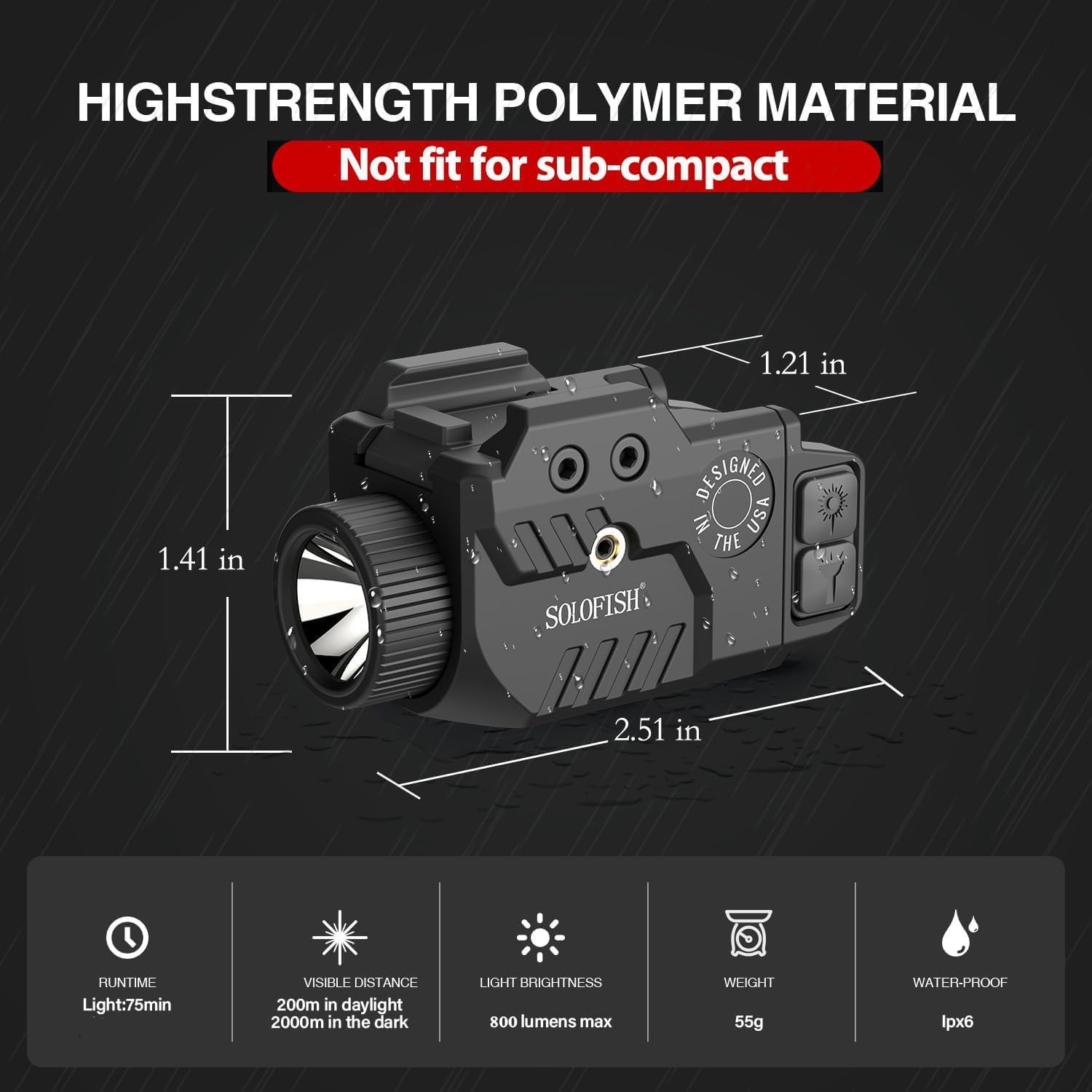 Solofish 800lm Pistol Light Laser Combo with Green