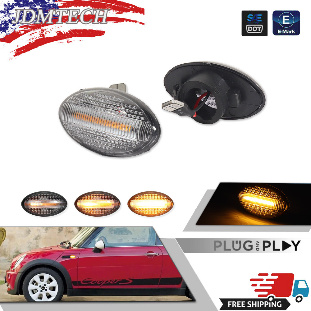 For Mini Cooper R50 R52 R53 LED Side Marker Light Sequential Turn Signal Lamp x2