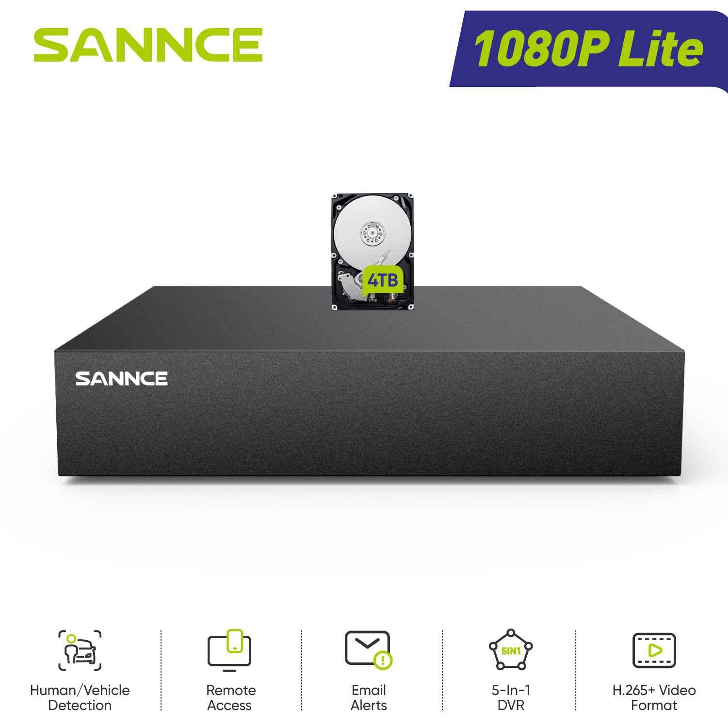 SANNCE 5IN1 8CH 16CH 1080P Lite DVR Home Video Recorder for CCTV Security System