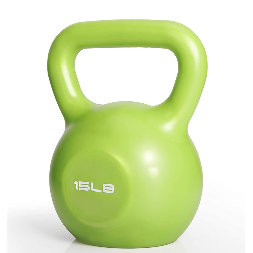 15lbs Wide Grip Kettlebell Vinyl Coated for Women Home Strength Training Workout