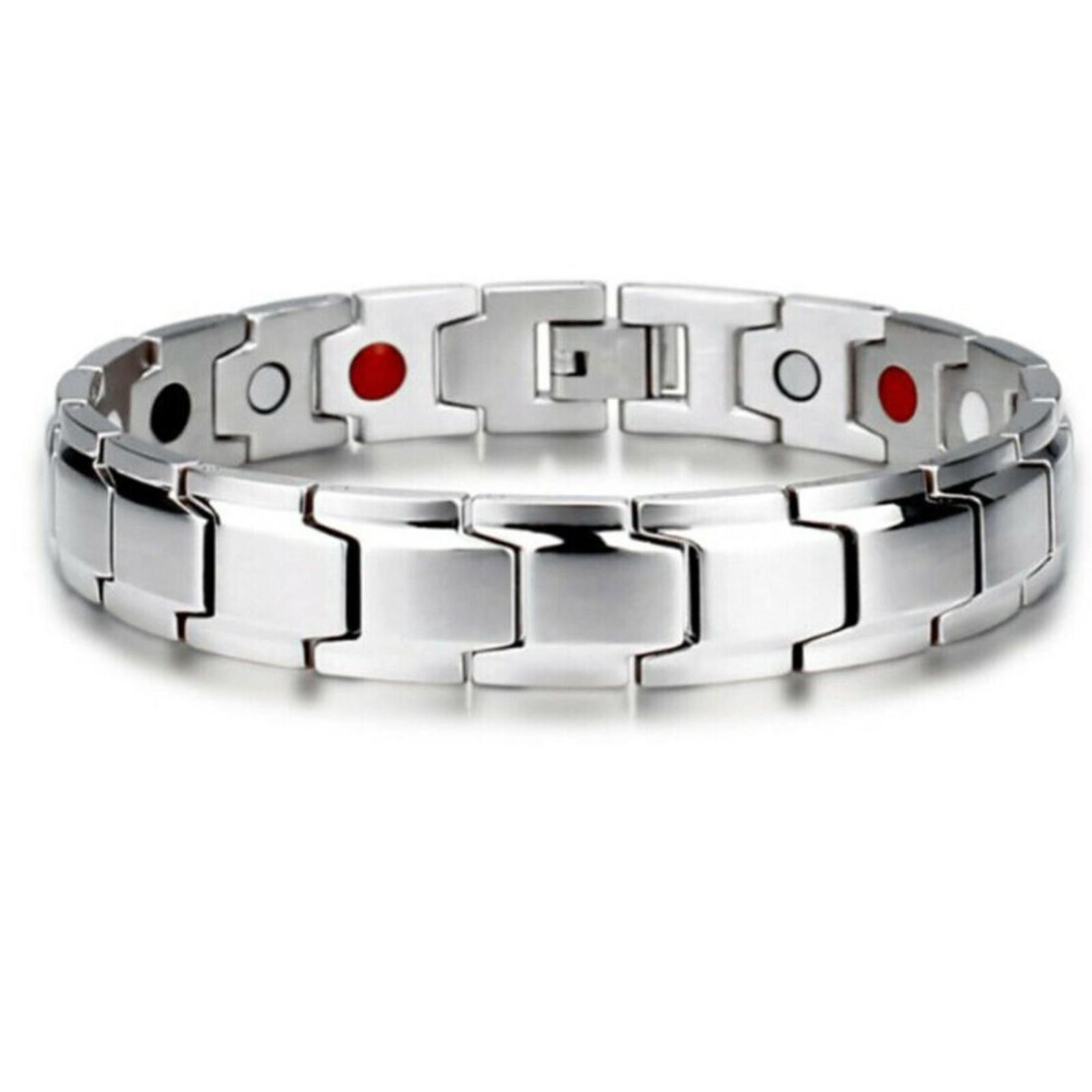 Men Women Bracelet Therapeutic Energy Healing Magnetic Bracelet Therapy, Silver