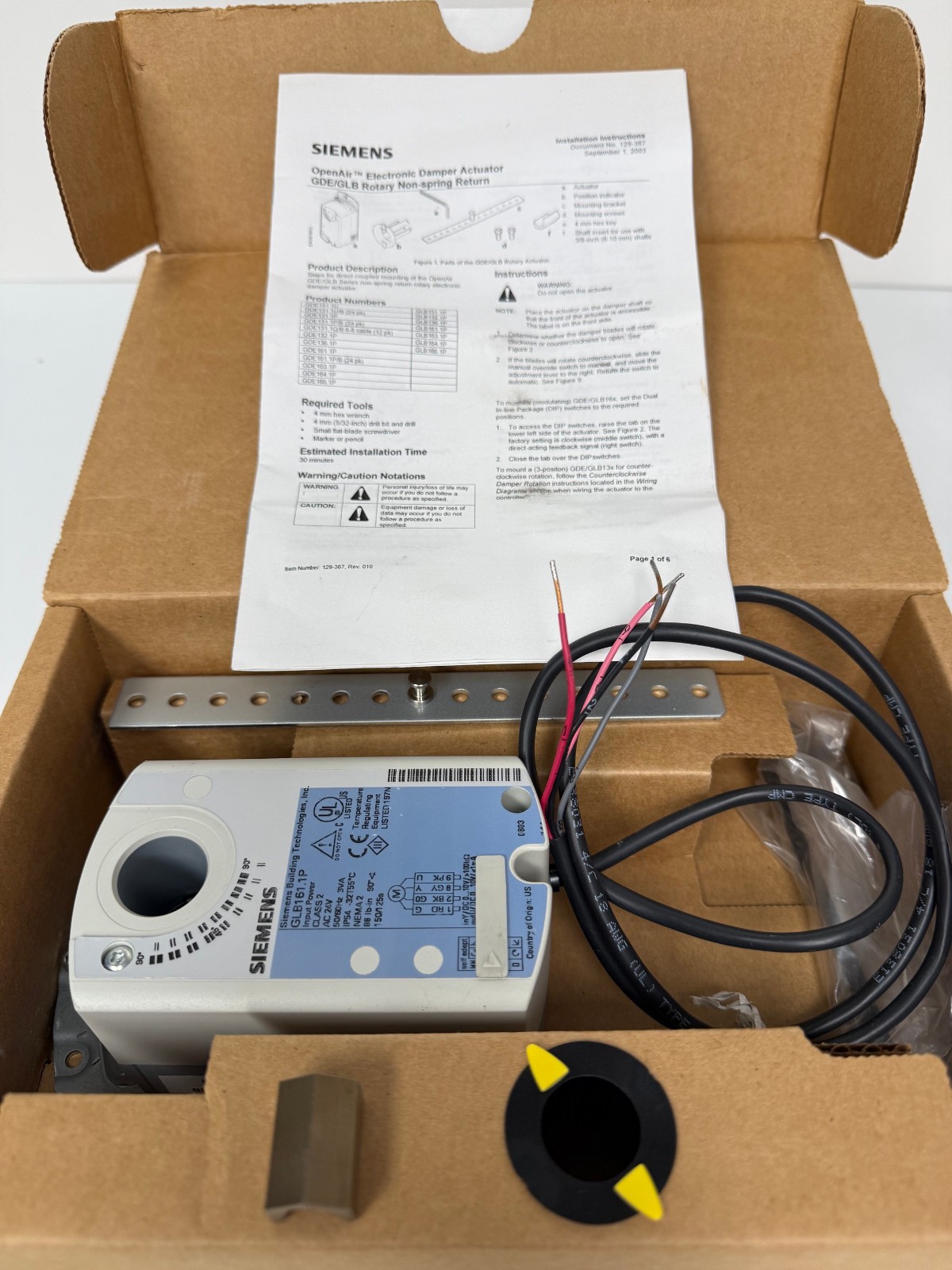 SIEMENS GLB161.1P OPENAIR ACTUATOR NSR 24V 88 LB-IN  NEW OPEN BOX