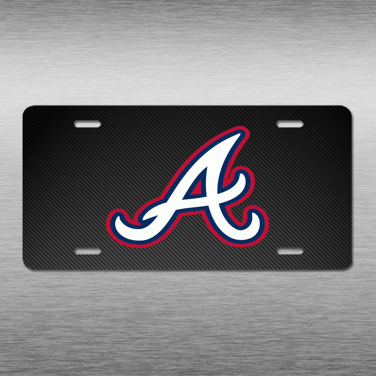 Atlanta Braves Inspired Art License Plate Vehicle Carbon Fiber Look Car Tag Team