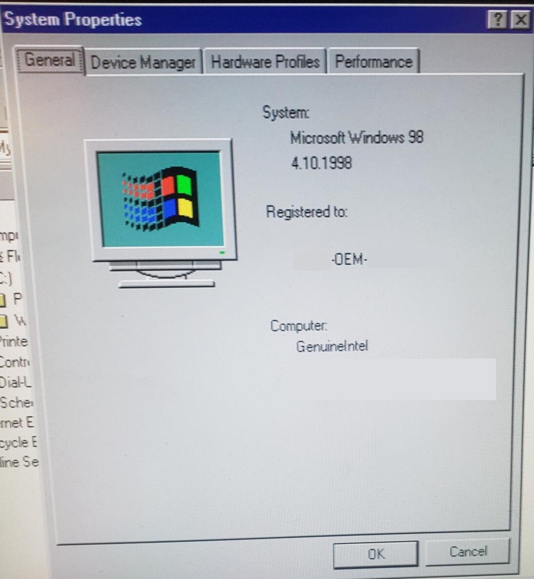 Microsoft/Windows 98/Operating System/Full First Edition w/CD/Floppy 3.5" & COA 