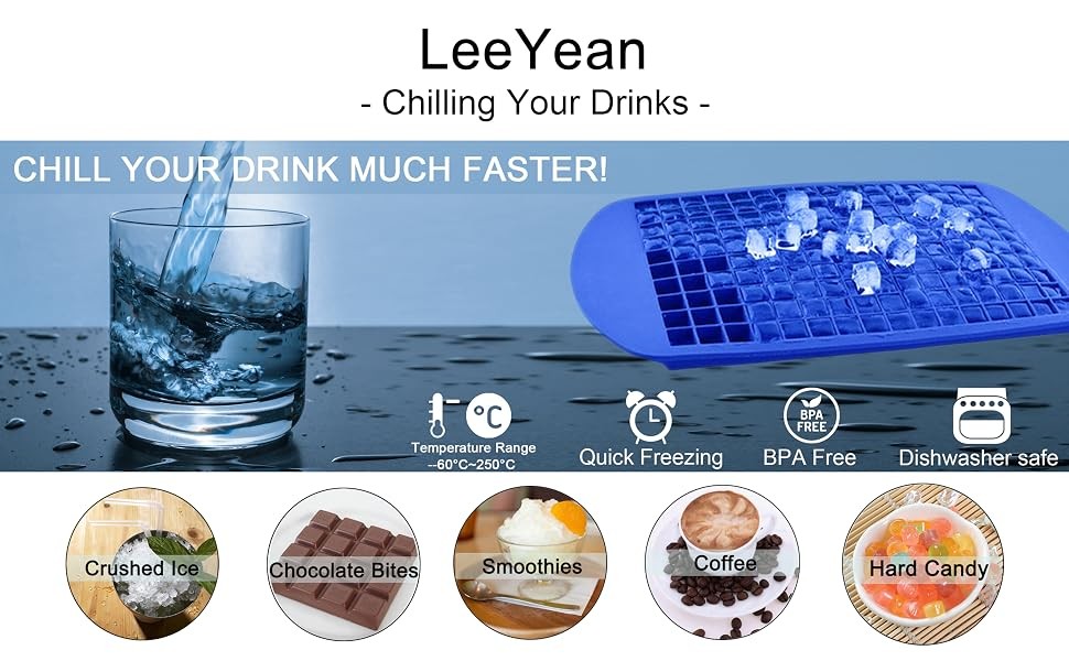 Silicone Mini Ice Cube Trays 2 Pack, 160 Small Ice Cube Molds Easy Release
