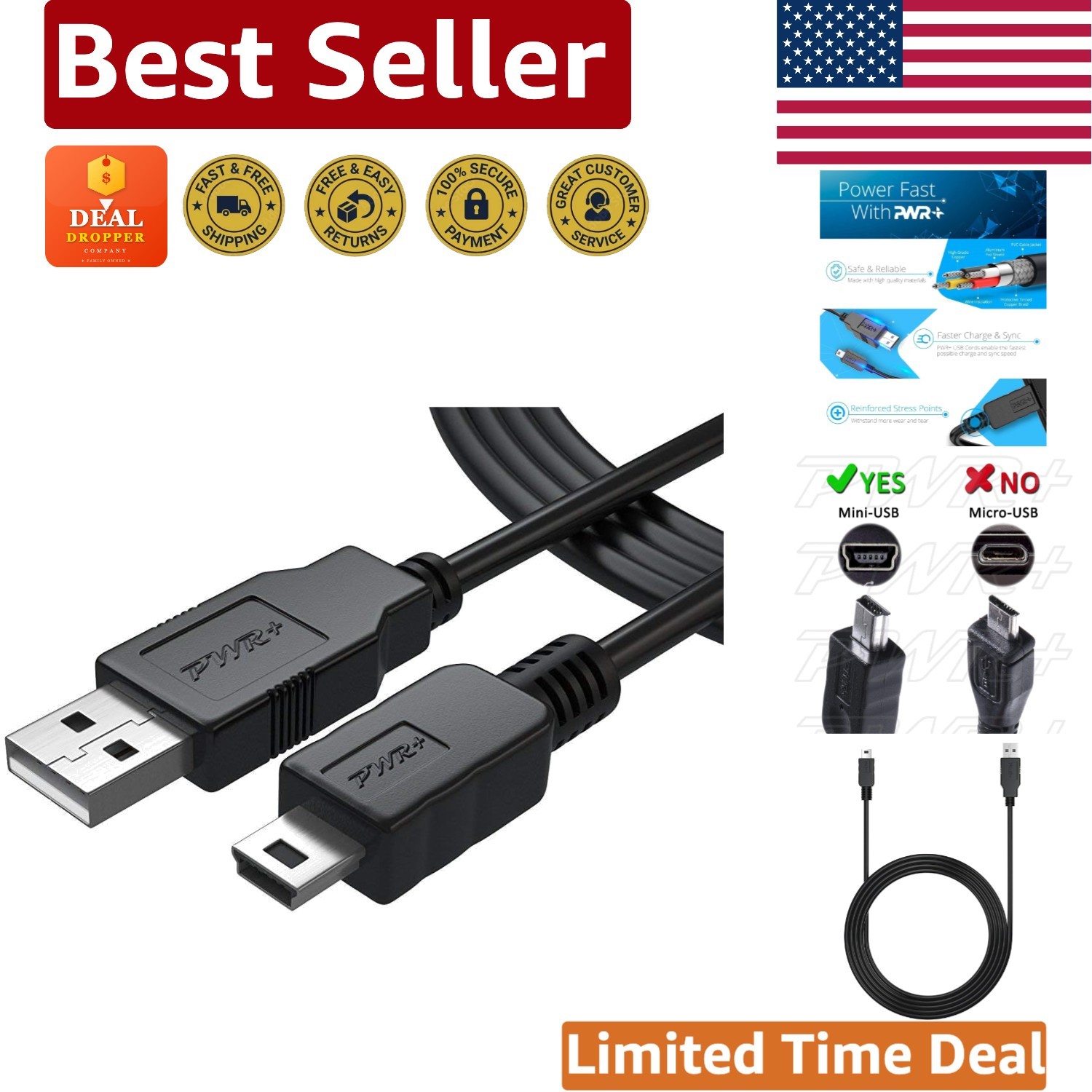 Versatile 6.5 Ft USB Cable for Wacom Tablets - Fast Data Transfer Certified Safe