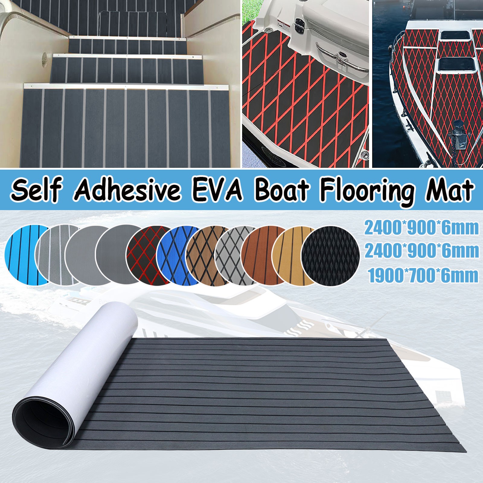 12 Option EVA Foam Marine Boat Flooring Mat Yacht Faux Teak Decking Sheet Carpet