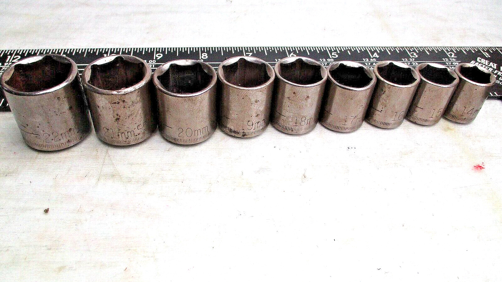 Vintage Craftsman 3/8" Drive Metric 6 Point Socket Set 9 Pc 22 - 14mm