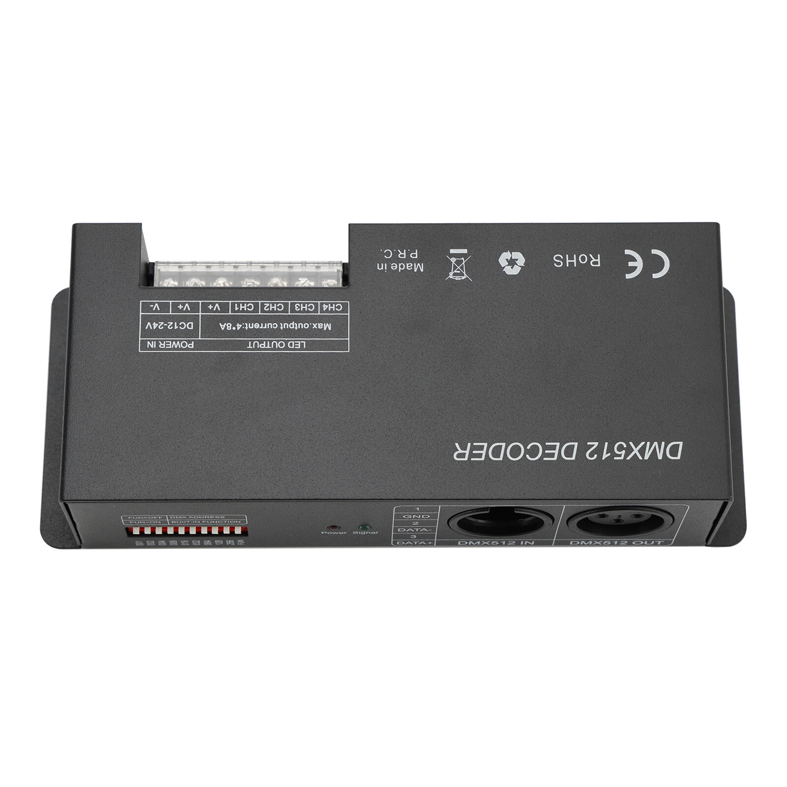 4 Channel DMX 512 Decoder RGBW PWM Dimmer Driver LED Strip Light Controller A B9